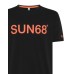 SUN68 T-SHIRT IN COTONE A MANICA CORTA BLACK CON LOGO SUN68 ORANGE FLUO 