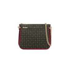 Pollini Borsa a Tracolla da Donna in Stampa Heritage Nero/Rosso con doppia pochette 
