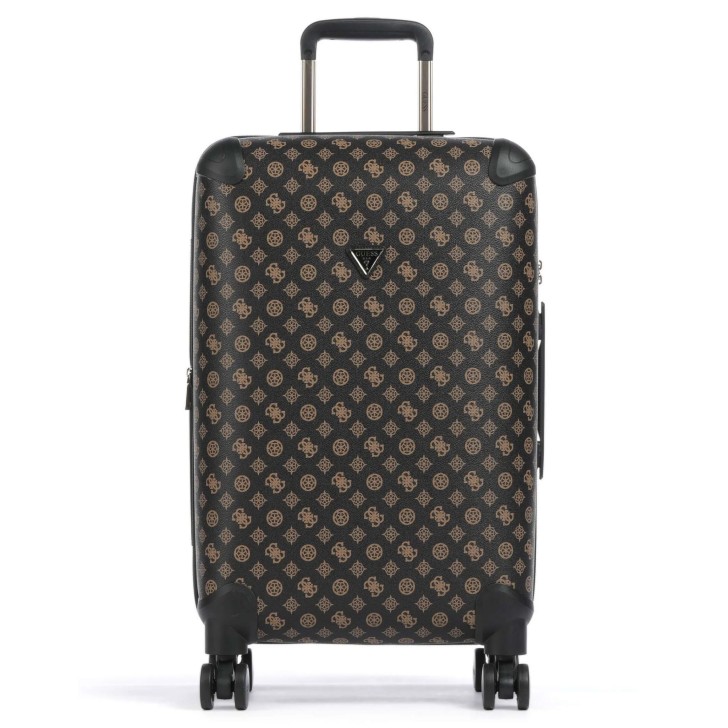 GUESS WILDER VALIGIA TROLLEY MEDIO MARRONE CON LOGO ALL-OVER