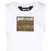 Just Cavalli T-shirt bianca in jersey di cotone a manica corta con stampa oro e logo