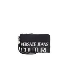 Versace Jeans Couture Pochette in Nylon Nera con logo argento nella parte anteriore