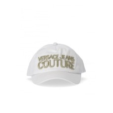 Versace Jeans Couture Cappello Bianco con visiera da Uomo, Logo Versace Jeans Couture in oro