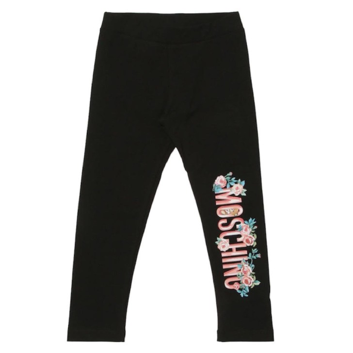 Moschino Leggings nero con logo lettering stampato