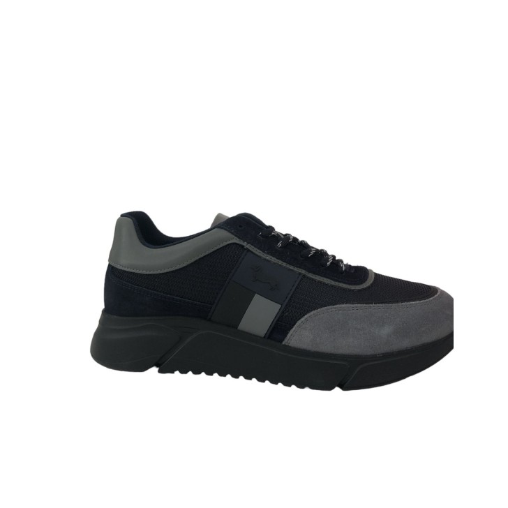 Harmont&Blaine Sneakers blu da uomo con inserto in camoscio grigio