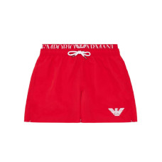 Emporio Armani Swimwear Costume boxer Rosso logoband con coulisse e banda elastica logata in vita