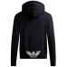 Emporio Armani Felpa Blu Navy in double jersey con cappuccio
