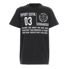 Dsquared2 T-shirt nera a manica corta con maxi logo