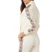 GUESS FELPA IN COTONE CREAM FULL ZIP CON BANDE 4G LOGO	
