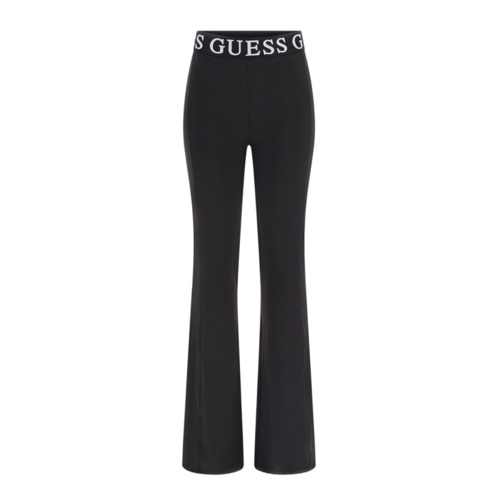 Guess Pantalone nero svasato con banda logata