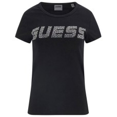 GUESS T-SHIRT KIARA NERA CON STRASS