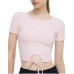 Guess crop top rosa con mini logo