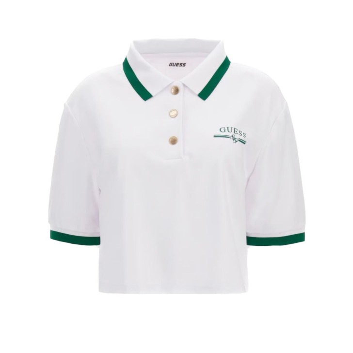 Guess polo a maniche corte bianca con inserti verdi