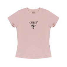 GUESS T-SHIRT COLETTE ROSA LOGO A CONTRASTO