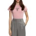GUESS T-SHIRT COLETTE ROSA LOGO A CONTRASTO