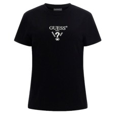 GUESS T-SHIRT COLETTE NERA LOGO A CONTRASTO 