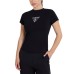 GUESS T-SHIRT COLETTE NERA LOGO A CONTRASTO 