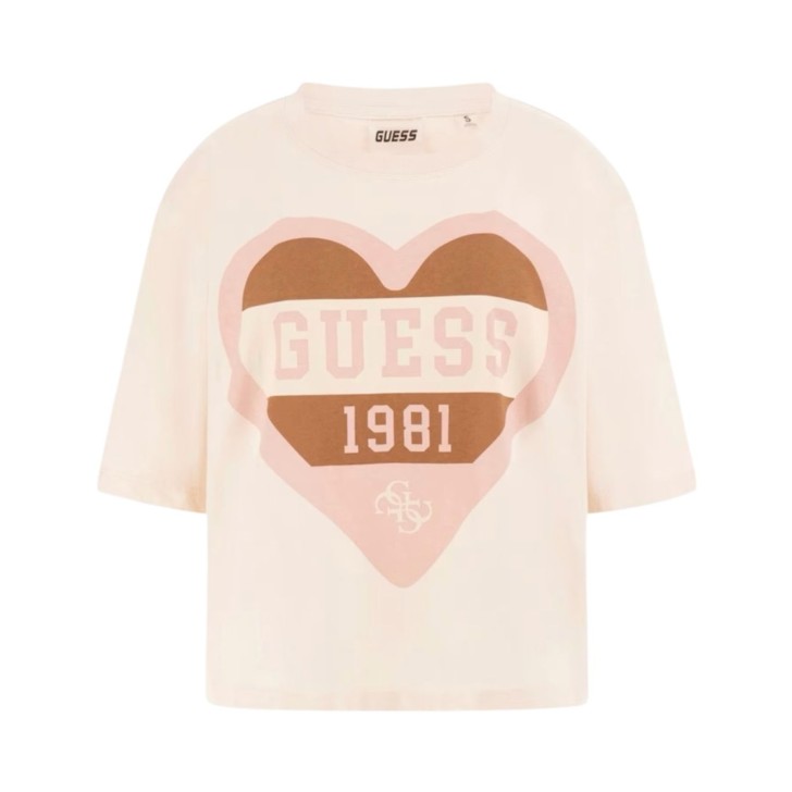 GUESS T-SHIRT MONICA ROSA CON MAXI CUORE