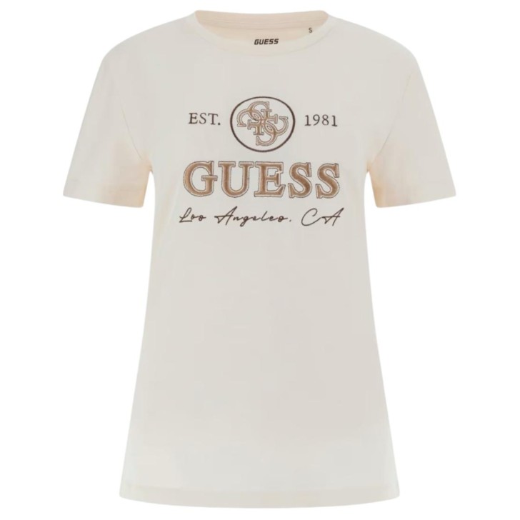 GUESS T-SHIRT 4G SS CREMA CON LOGO 