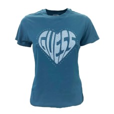GUESS T-SHIRT JULIA BLU CON LOGO STRASS