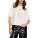 GUESS T-SHIRT CREMA CON ORSO E LOGO STRASS 