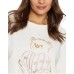 GUESS T-SHIRT CREMA CON ORSO E LOGO STRASS 