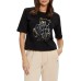 GUESS T-SHIRT NERA CON ORSO E LOGO STRASS