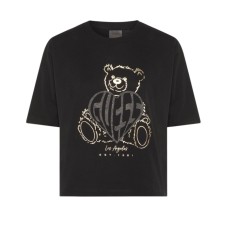 GUESS T-SHIRT NERA CON ORSO E LOGO STRASS