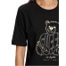 GUESS T-SHIRT NERA CON ORSO E LOGO STRASS