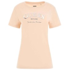 GUESS T-SHIRT MARGOT CIPRIA LOGO LETTERING ARGENTO