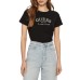 GUESS T-SHIRT MARGOT NERA LOGO LETTERING ARGENTO