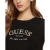 GUESS T-SHIRT MARGOT NERA LOGO LETTERING ARGENTO