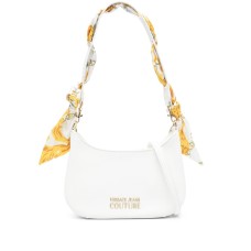 Versace Jeans Couture BORSA A SPALLA HOBO BIANCA CON FOULARD CON STAMPA ALL OVER E TRACOLLA REGOLABILE ESTRAIBILE