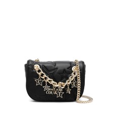 Versace Jeans Couture BORSA CROSSBODY BLACK CON LOGO STELLE ALL OVER E CATENA DORATA CON PENDENTI 