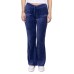 JUICY COUTURE PANTALONE BLUE IN CINIGLIA CON LOGO LETTERING RICAMATO SILVER E STRASS 