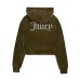 JUICY COUTURE FELPA IN CINIGLIA GREEN CON CAPPUCCIO E LOGO LETTERING IN STRASS