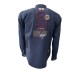 La Martina Camicia REGULAR FITI Blu Navy in cotone a manica lunga con maxi patch ricamati a rilievo