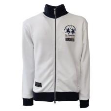 La Martina Felpa REGULAR FIT con chiusura doppia Full Zip a manica lunga con logo ricamato blu a rilievo 