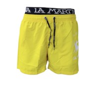 La Martina Boxer da Mare Giallo con maxi logo a contrasto bianco e vita elasticizzata con logo lettering