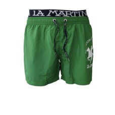 La Martina Boxer da Mare Verde con maxi logo a contrasto bianco e vita elasticizzata con logo lettering