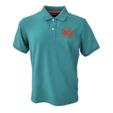 La Martina Polo REGULAR FIT in cotone Verde a manica corta con logo La Martina ricamato arancione