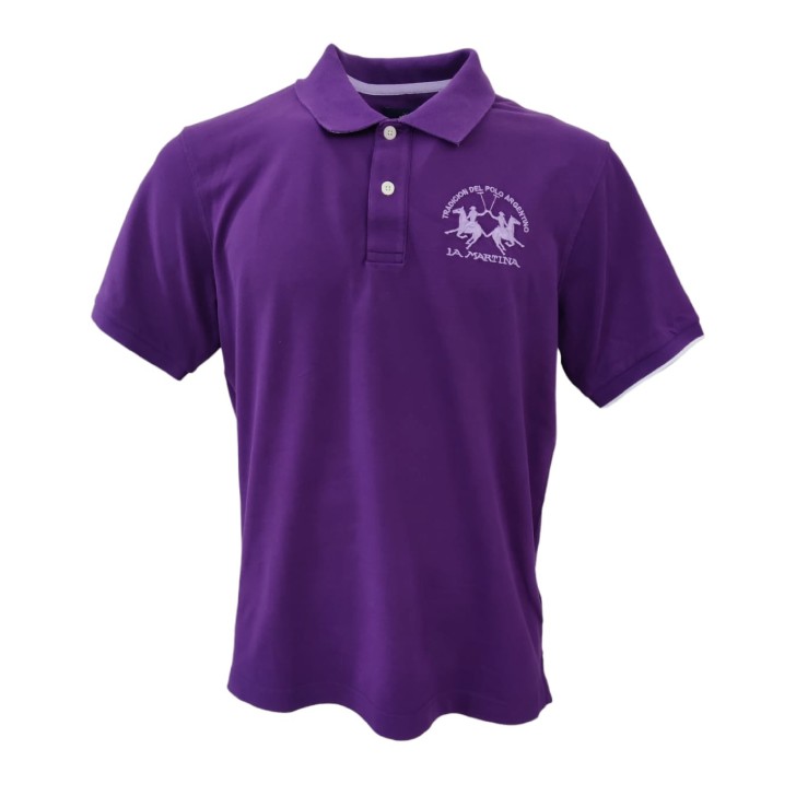 La Martina Polo REGULAR FIT in cotone Viola a manica corta con logo La Martina  ricamato