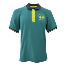 La Martina Polo SLIM FIT Verde in cotone a manica corta con logo ricamato a rilievo verde lime