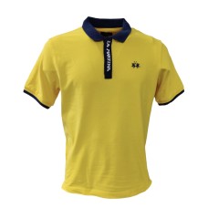 La Martina Polo REGULAR FIT Gialla a manica corta in cotone con logo ricamato blu