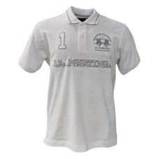 La Martina Polo REGULAR FIT a manica corta in cotone bianca con patch ricamati a rilievo Silver