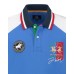 La Martina Polo REGULAR FIT Bluette in cotone a manica corta con patch, maxi logo e logo lettering ricamato a rilievo