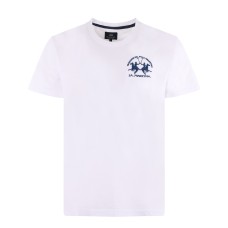 La Martina T-Shirt REGULAR FIT Bianca in cotone a manica corta con logo ricamato a rilievo