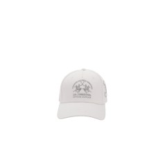 La Martina Cappello da Baseball in cotone bianco con logo ricamato Silver