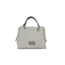 Emporio Armani Borsa a mano Grigia con Stampa Monogram Eagle All Over e tracolla regolabile, estraibile