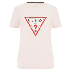 GUESS T-SHIRT ROSA LOGO TRIANGOLO NELLA PARTE ANTERIORE