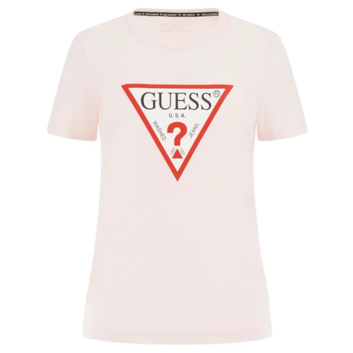GUESS T-SHIRT ROSA LOGO TRIANGOLO NELLA PARTE ANTERIORE